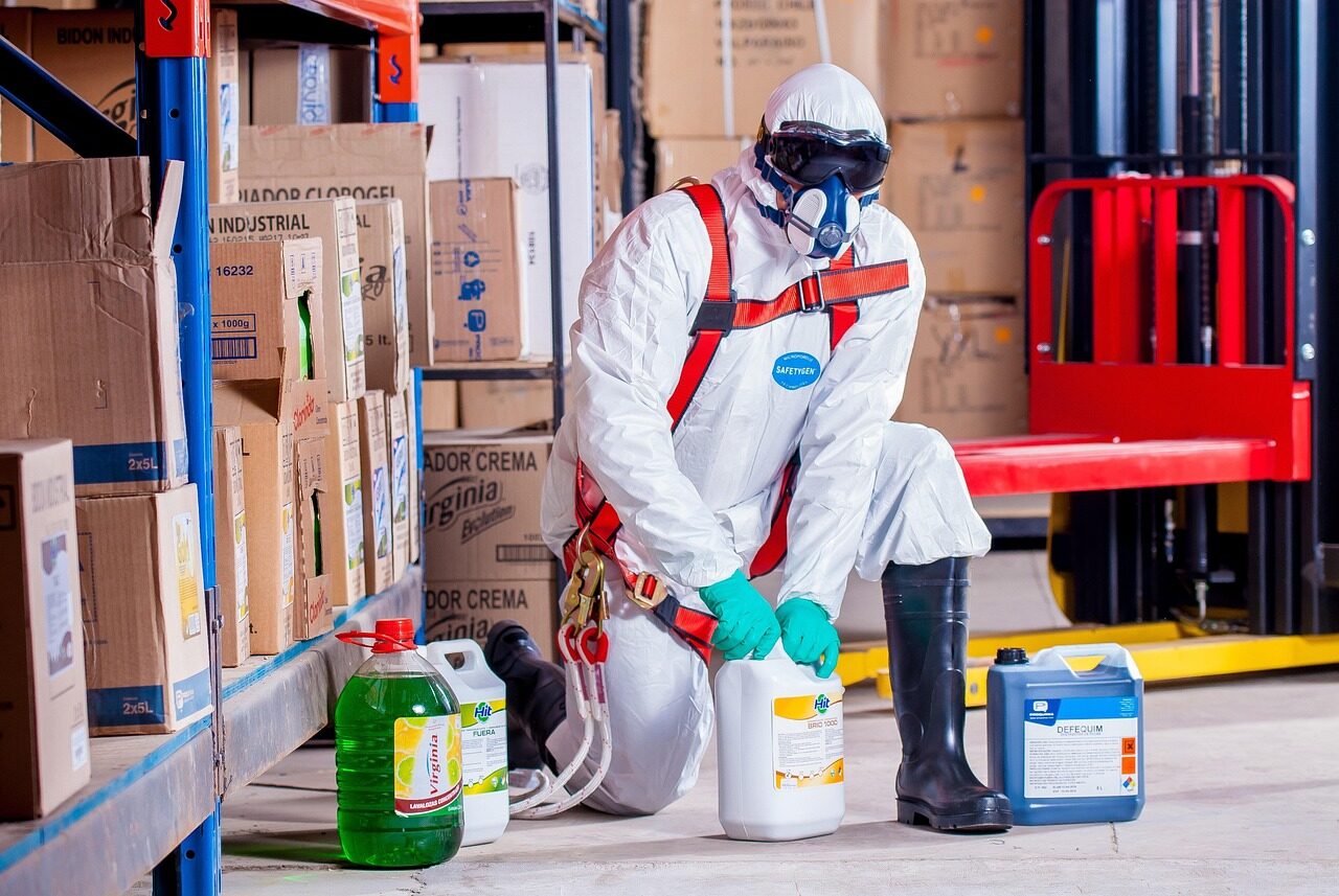 Worker in chemical PPE
