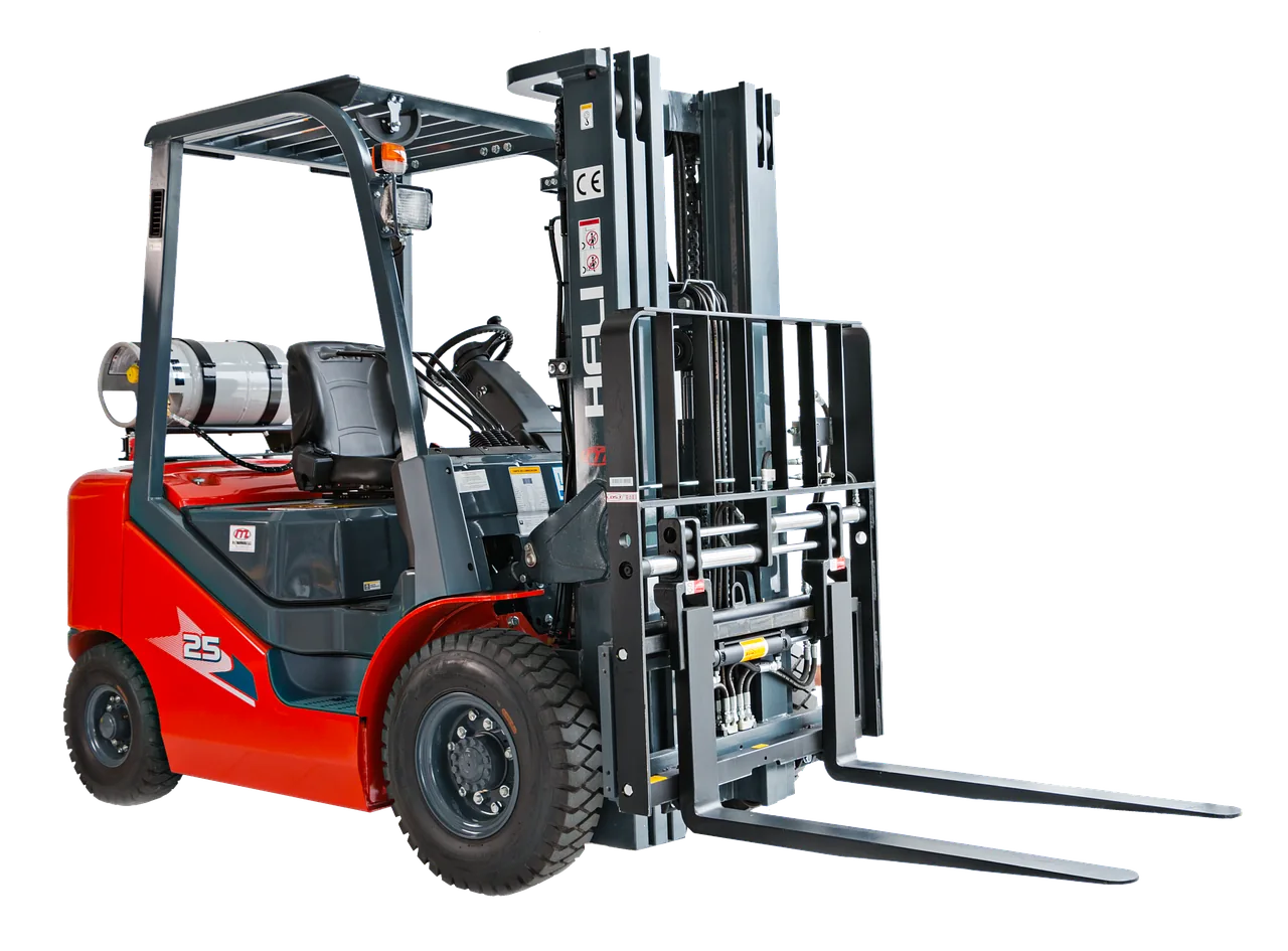 Forklift handling goods inside warehouse